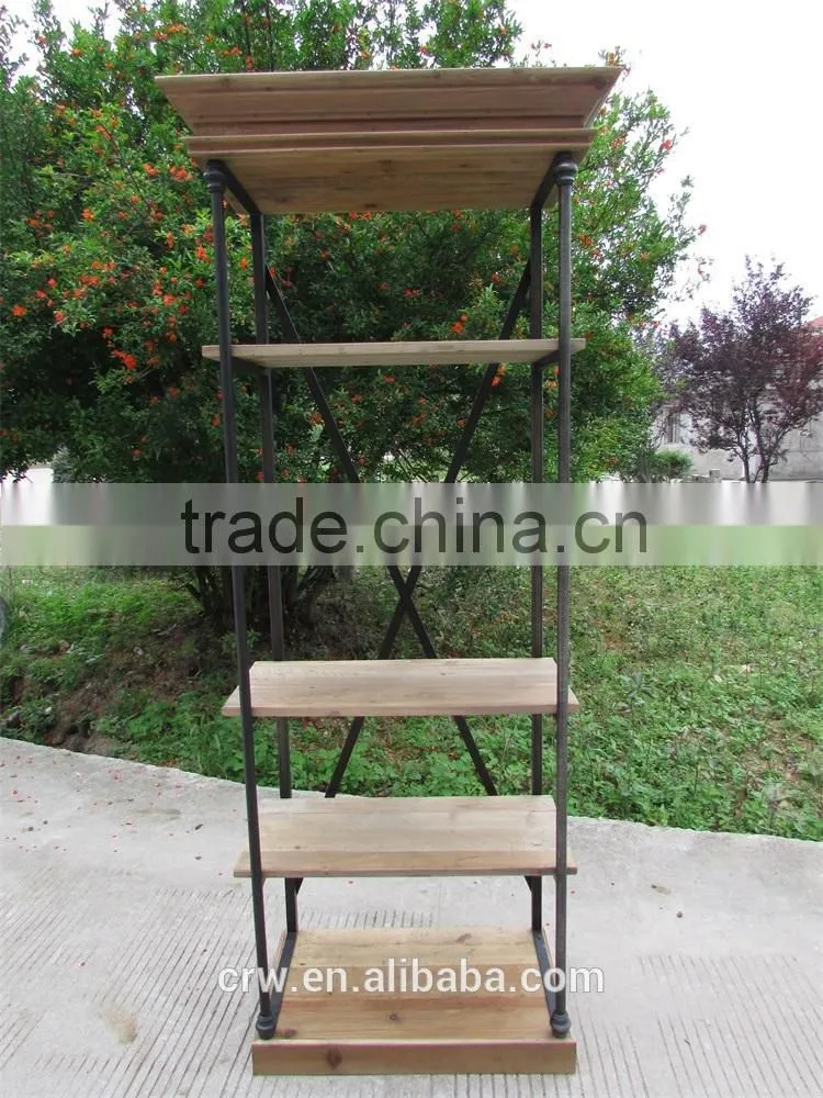 RE-1511 vintage industrial furniture wooden corner shelf