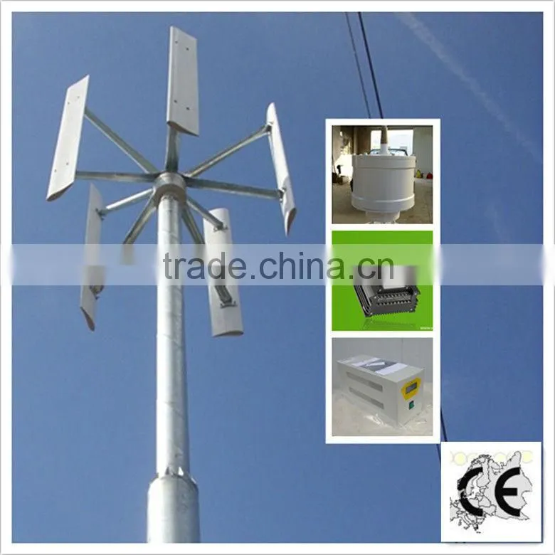 Richuan 5kw vertical wind solar hybrid system(220VAC 50Hz)on roof top with CE Approved