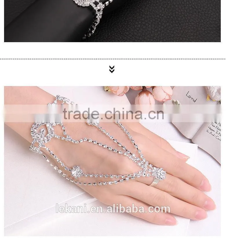 China Supplier New Arrival Women Crystal Bracelet Connected Ring