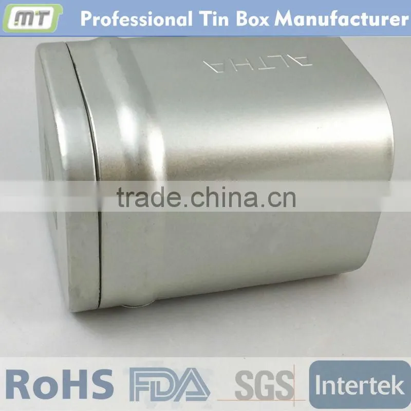 silvery square tea tin wholesale