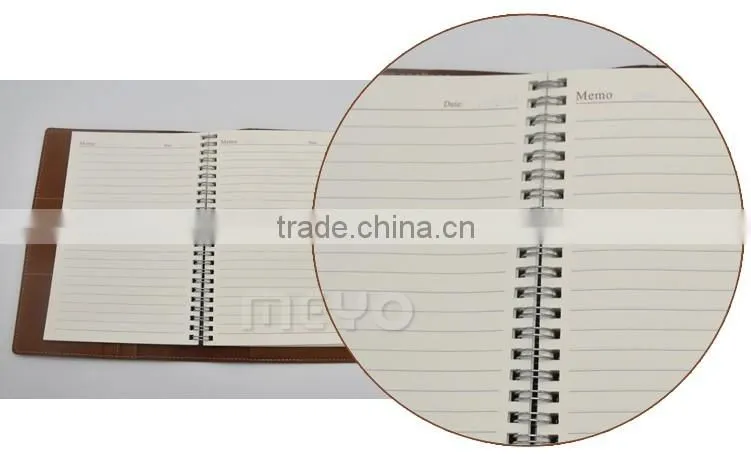 Vintage leather cover notebook and golden twist ball pen gift set with logo