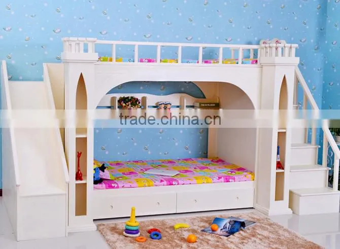 European princess bedroom furniture white castle bed for kids