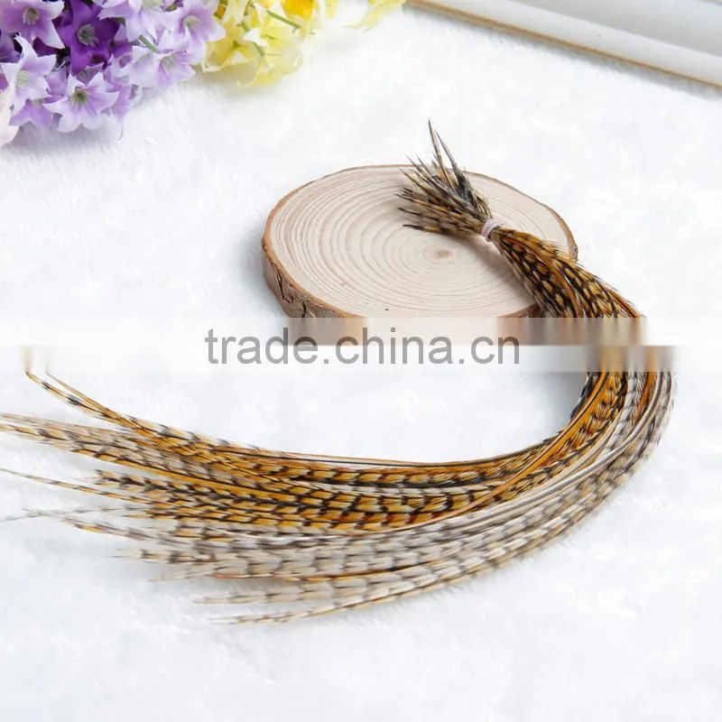 2015 New Arrival Factory Price real rooster feather hair extensions pure color feathershair extension