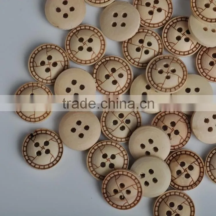Sedex Audited Factory 2 Pillar Laser Engraved Logo 2 Holes Wooden Button