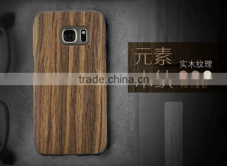 Original ROCK Shockproof Wooden Rubber Protective Case for Samsung S7 Wood TPU Back Case with 3 Deisgns MT-5524