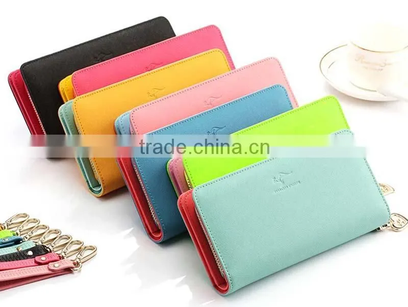 2015 new design promotion pretty pu leather rfid wallet zipper