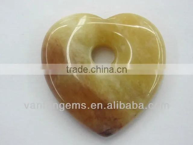 Wholesale 35x 6mm Soft Yellow Jade heart shape pendant
