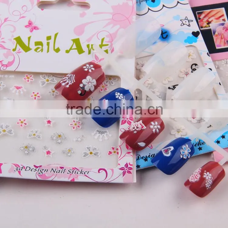 Hot selling 3D Heart designs nail sticker