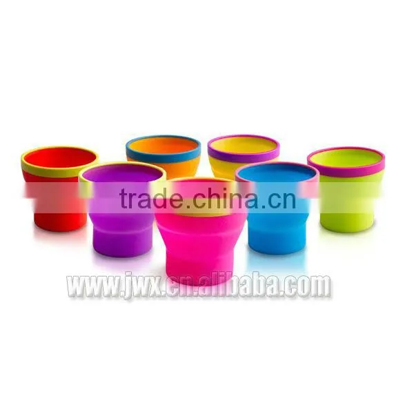 Collapsible silicone travel cup in beautiful candy color