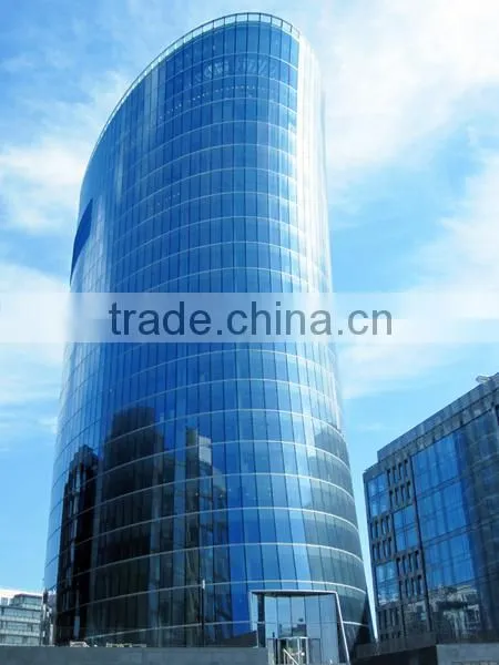 Guangzhou Glass Curtain Wall double insulating glass powder coated aluminium frameless