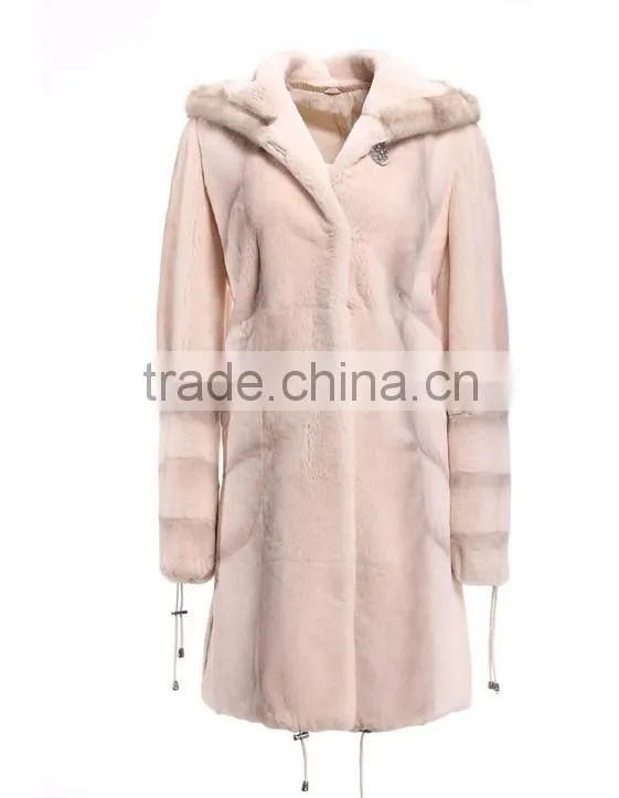 rex14019 Women dyed rex rabbit Fur Coat