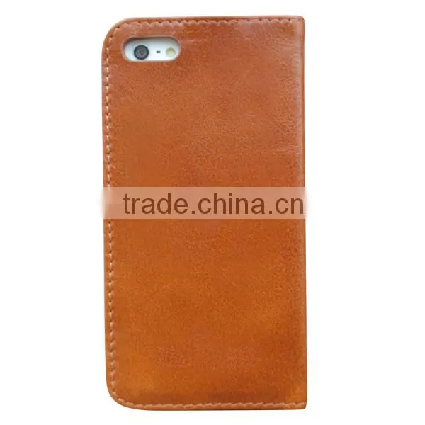 Brown oil wax leather Wallet case for 6S, case for iphone 6S with file pocket