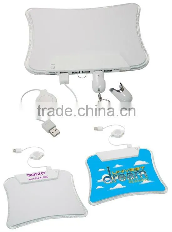 mouse pad with hub and light