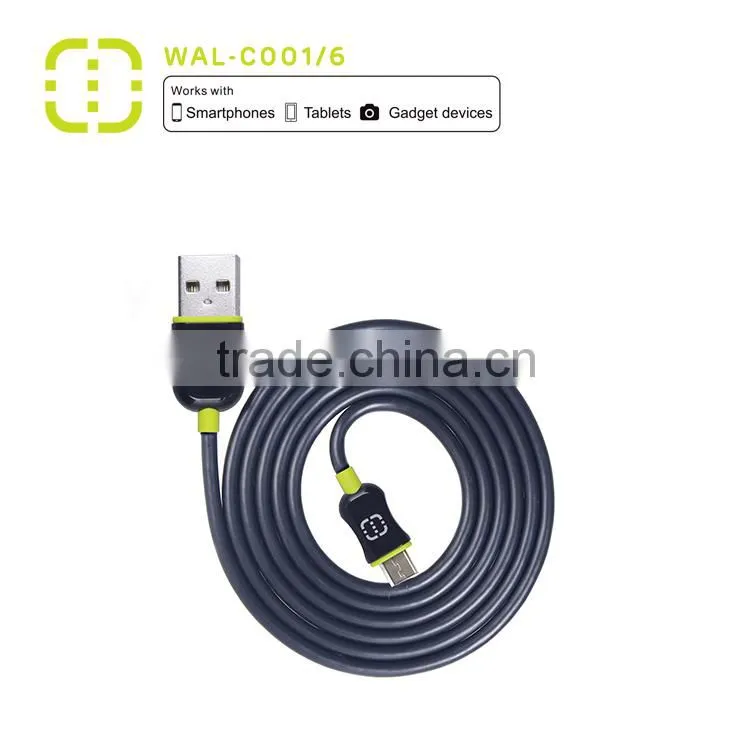 walnut 1.2m length black micro USB cable for universal phone