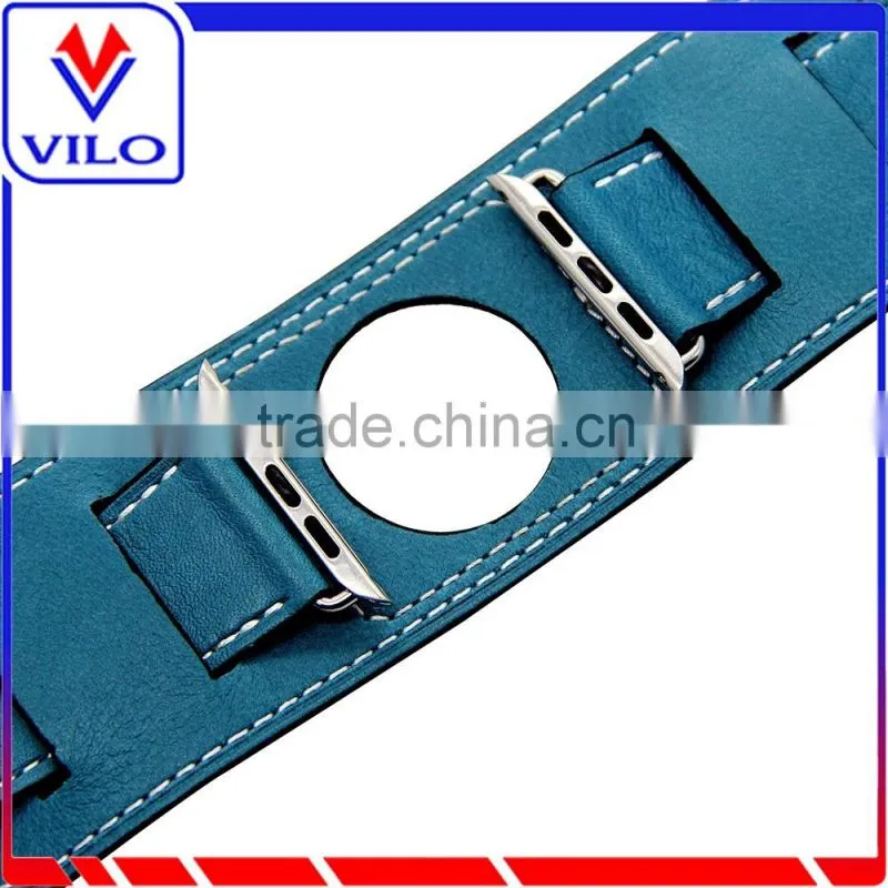 Genuine Cuff Leather Watch Band Strap with Classic Metal Buckle for Apple Watch 38mm 42mm