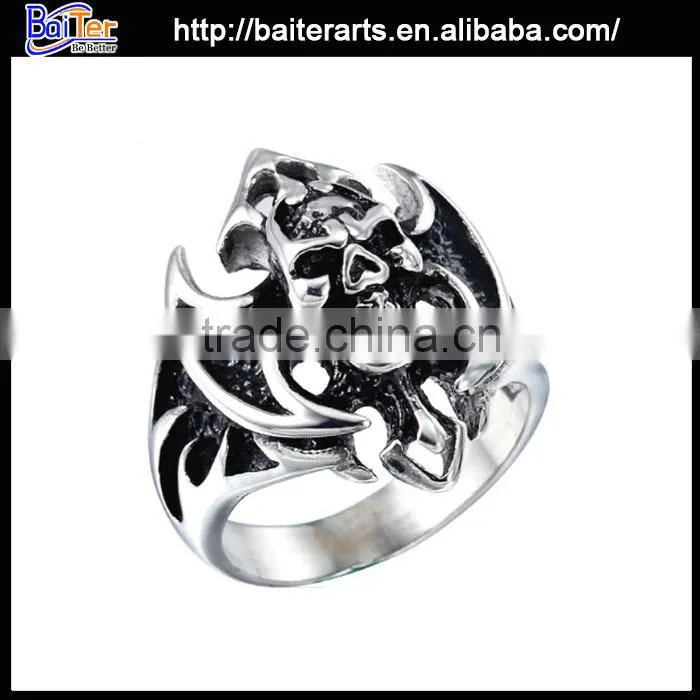 Vintage titanium men's gemstone ring,316L stainless steel gemstone ring