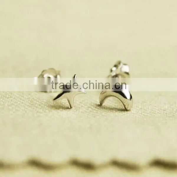 Hot sale fashion earring,925sterling silver jewelry wholesale/cute star and moon stud earring