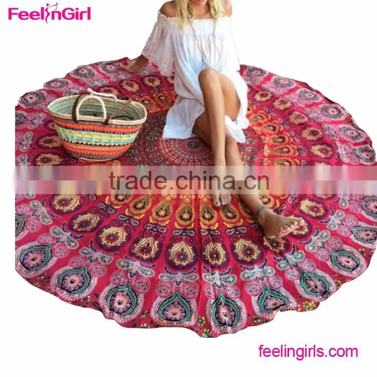2016 Multicolor Yoga Mat Women's Beach towel Womens Blanket Table Cloth Round Beach Pool Home Shower Towel