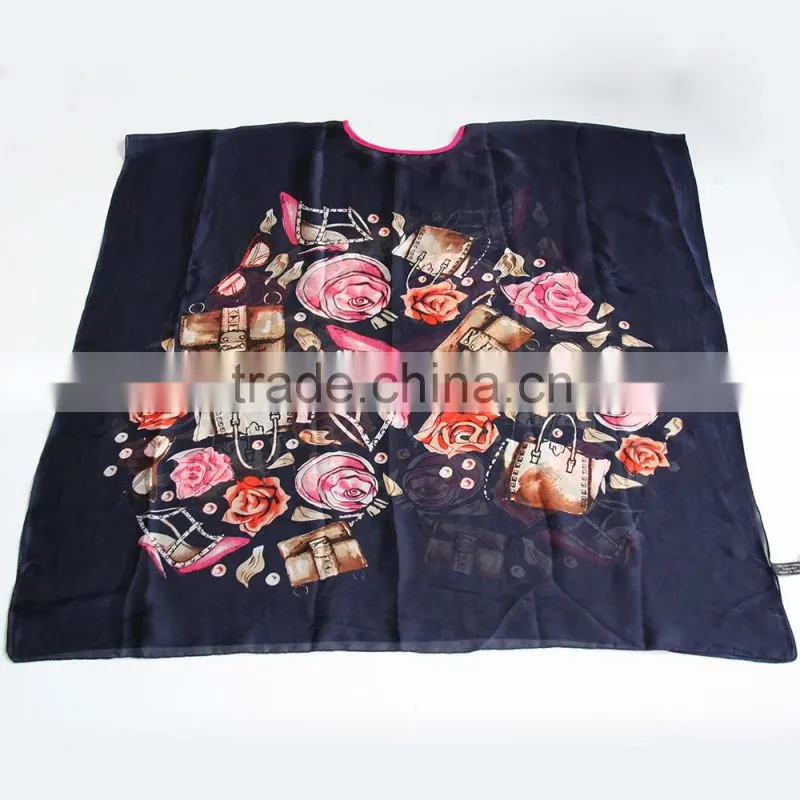 2015 New arrival European Style Women Dress Summer New Design Printing floral Chiffon Dress