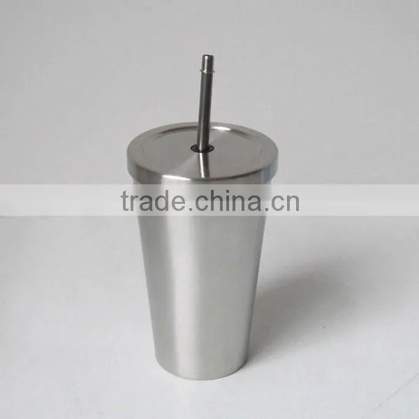 16oz double wall stainless steel straw mug, coffee tumbler, New type Starbuck Straw Tumbler