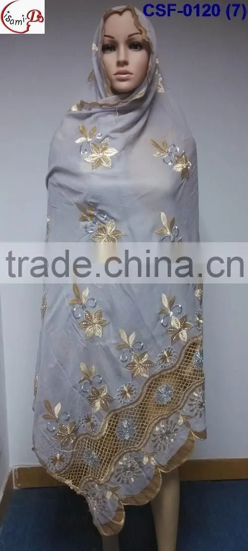 SCF-0120 Latest design nice pattern embroidery soft material high quality fashion women long scarf for clearence sale