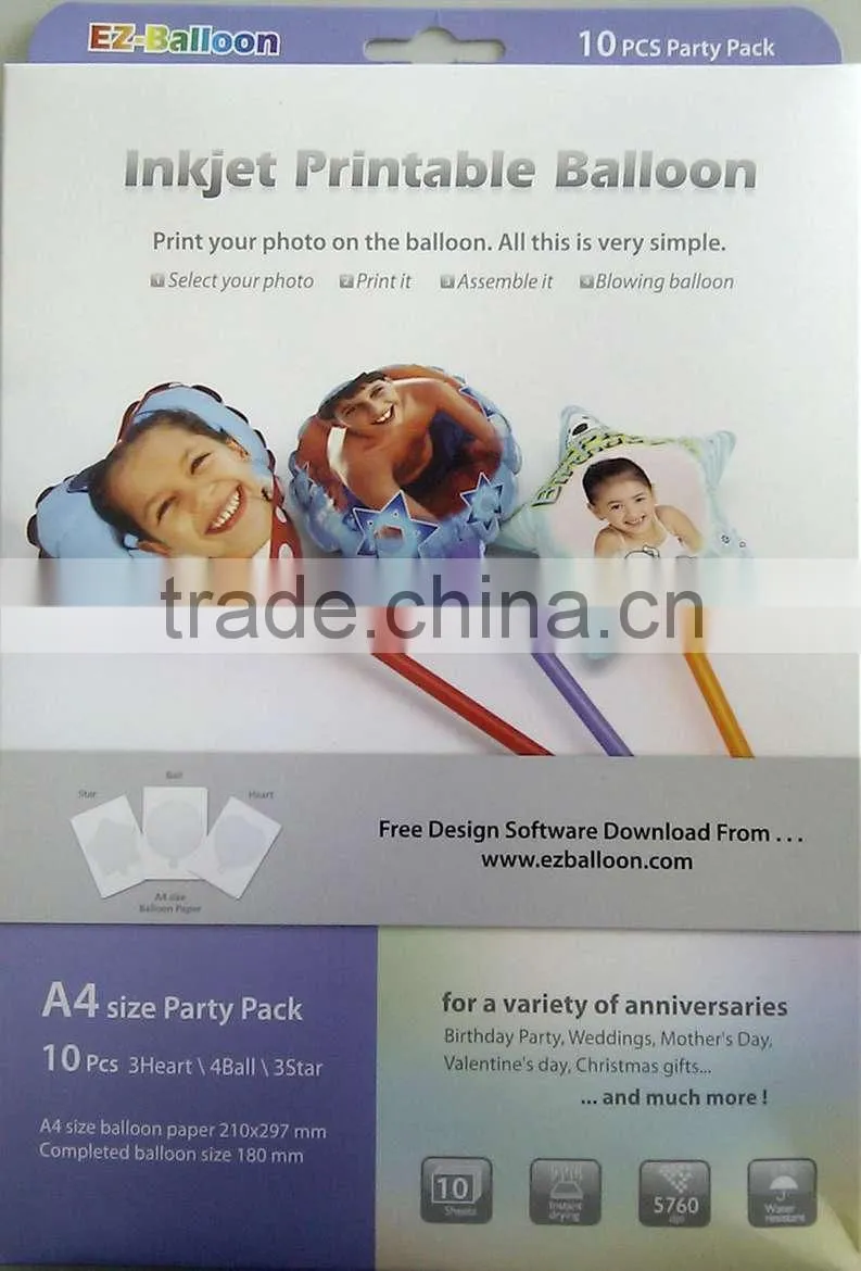 DIY star shape inkjet printing balloon, Baby printable gift (free software support, made by hand, no need machine)