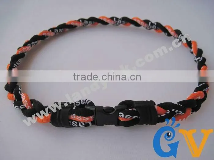 Cheap Tri Braided Weave Titanium Sports men silicone rubber necklace