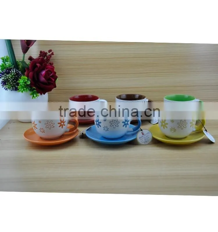 wholesale coffee logo printed cup and saucer set ceramic jumbo tea cup and saucer