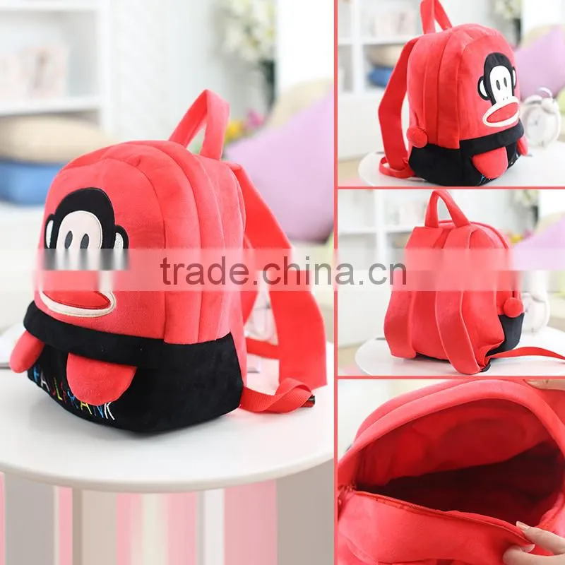 25*19cm(S)/35*28cm(L) lovely customzied green big-eye monster plush animal cartoon backpack for children