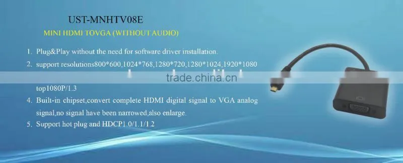 100% new MINI HDM I toVGA HDM I adapter for computer/laptop Multimedia devices