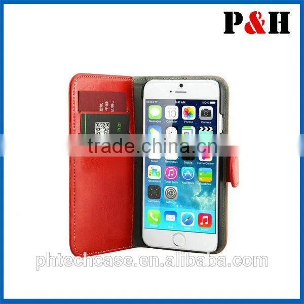 Wallet leather case for iphone 6, Belt clip holster case for iphone 6,leather material