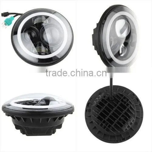 97-15 7" Inch 80W LED Headlights With Halo Angle Eyes For Jeep Wrangler JK TJ LJ