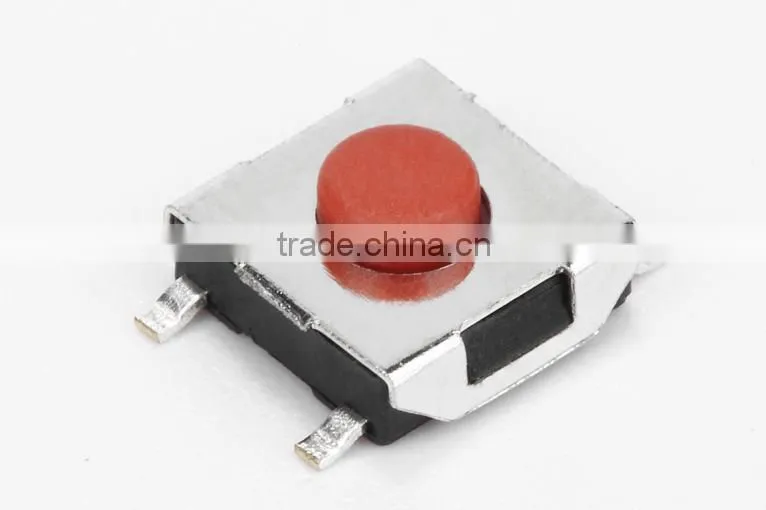 china supplier 4pin silver square tact switch with red knob