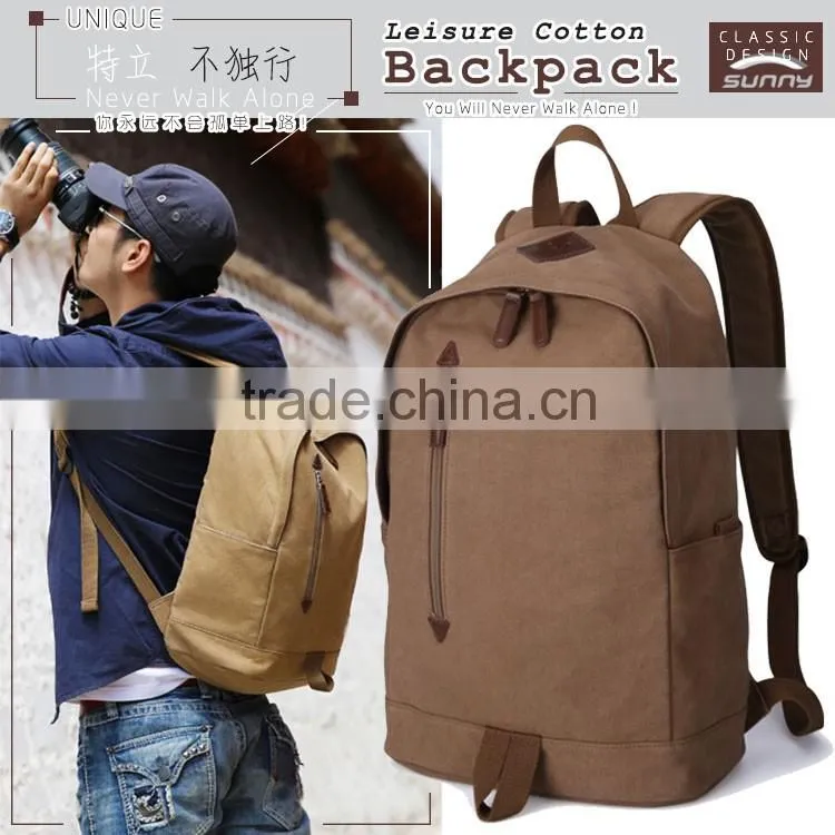 China Manufacturers Hidden Compartment Day Backpack Cotton Softback Leisure School Bag
