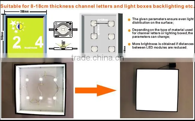 60pcs SMD 3030 High Power Waterproof LED Module (1 LED, 1.2W, L35.5 x W40mm)with one 12V 10A DC Power Supply