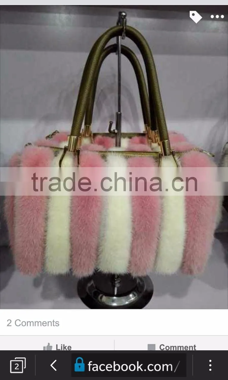 Wholesale price lady mink fur hand bag, fashion lady bag, ladies shoulder bags