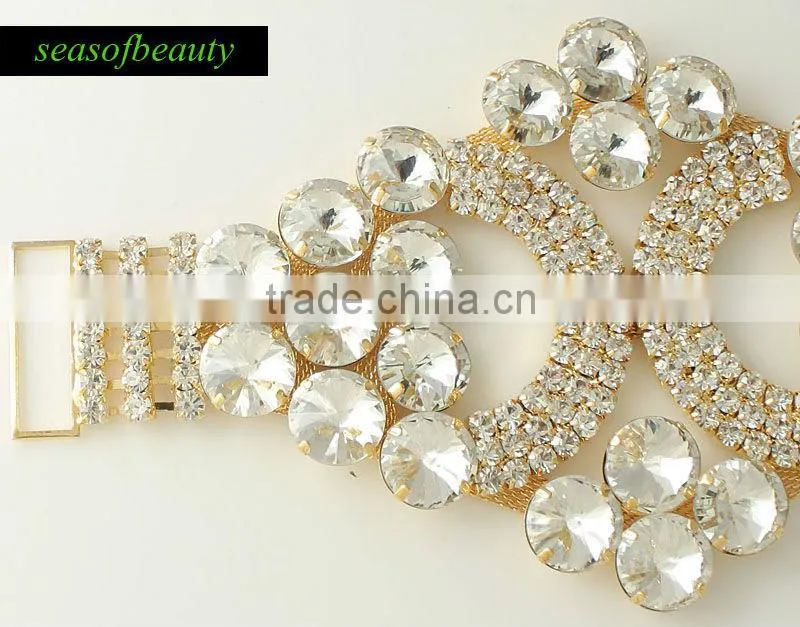 Wholesale Gold Decorative Rhinestone Trim Connector RA21J