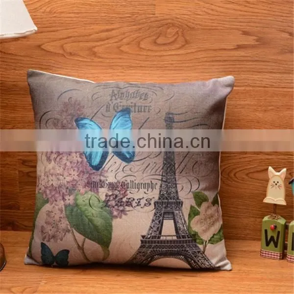 The Eiffel Tower Printed Decorative Pillow Covers Modern Style Seat Cushion