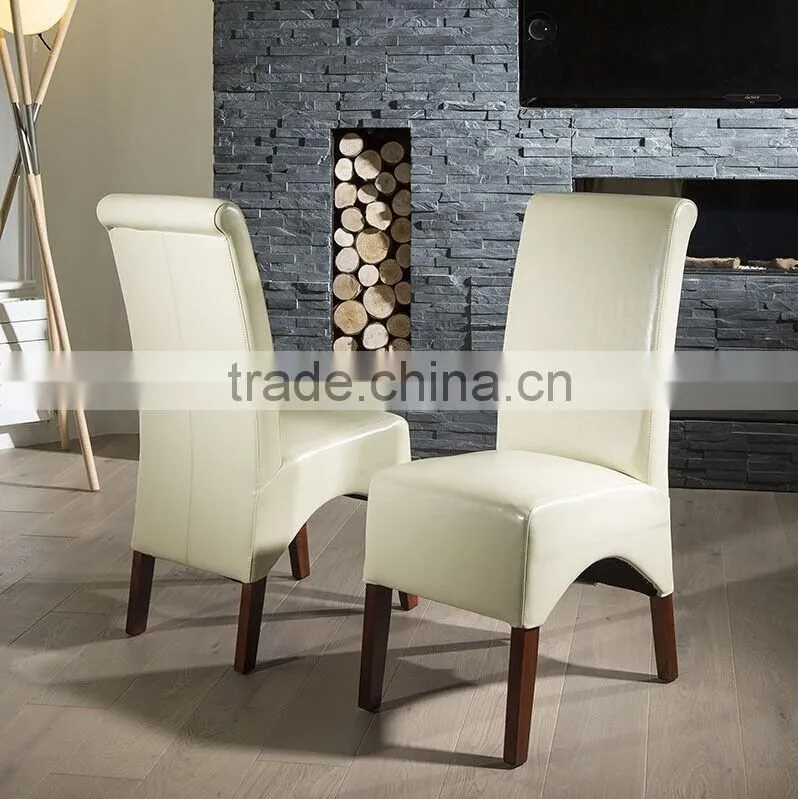 DC-2509 Luxury Modern PU Dining Chairs With Wooden Legs