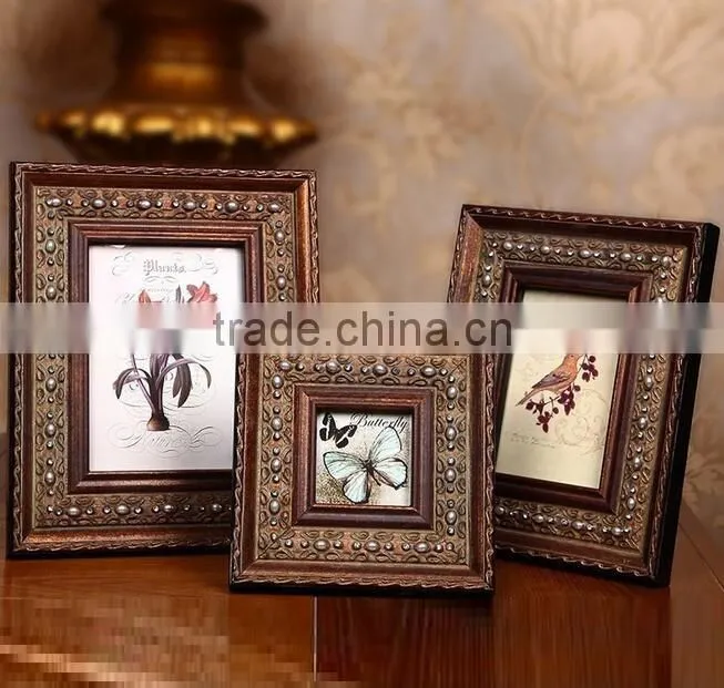 Premium quality Top-level Decorative archaistic wooden picture Rahmen Handmade baroque Antique Natural solid wood photo frame