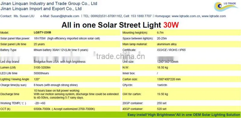 30W SOLAR POWERED LED STREET LIGHT