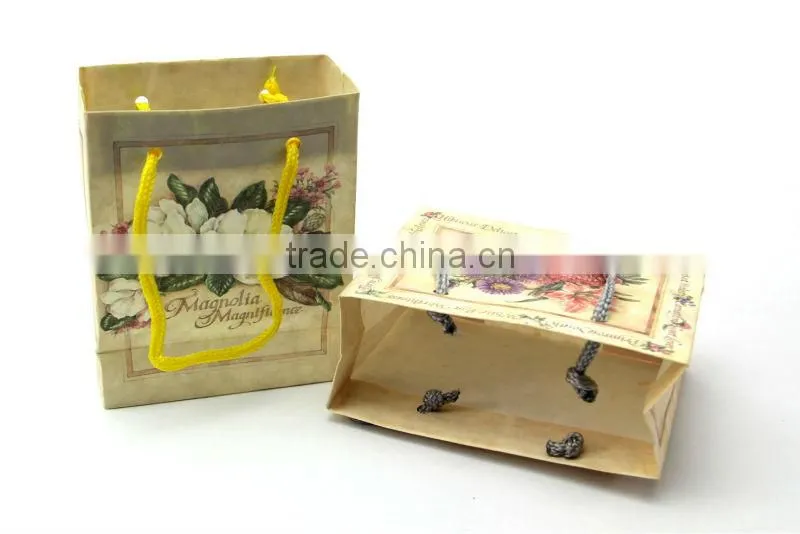 Vintage Flower Decorative Paper Bag with Handle Shopping Bag