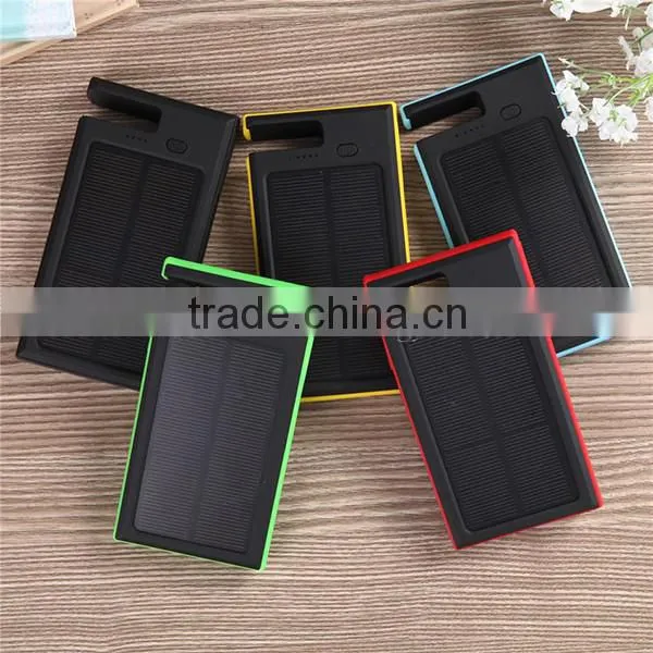 Yellow 5000mAh Dual USB Charger Power Bank Solar Charger With Holder