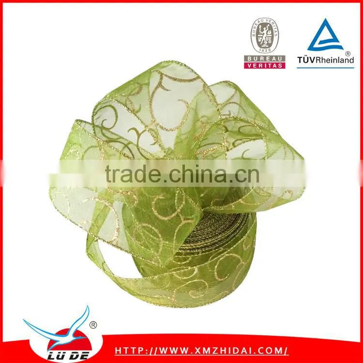 2015 Colorful Gift Organza Wired Christmas decoration Ribbons