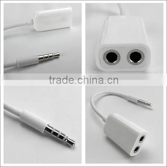 Universal 3.5mm 1 Male to 2 Female Couple Line Earphone Audio Headphone Splitter Adapter Cable