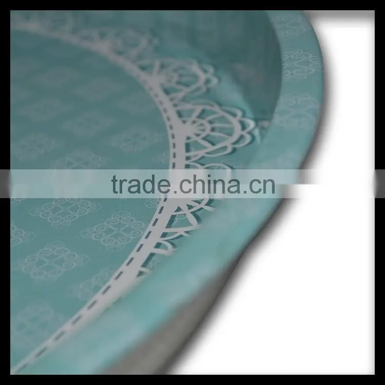 Custom Printed Design Round Shape Metal Tin Serving Tray For Restaurant