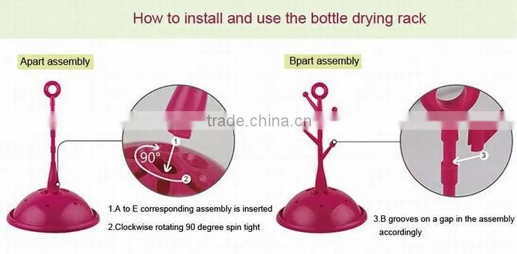 Good quality safe plastic tree shape large capacity bottle dryer for kids