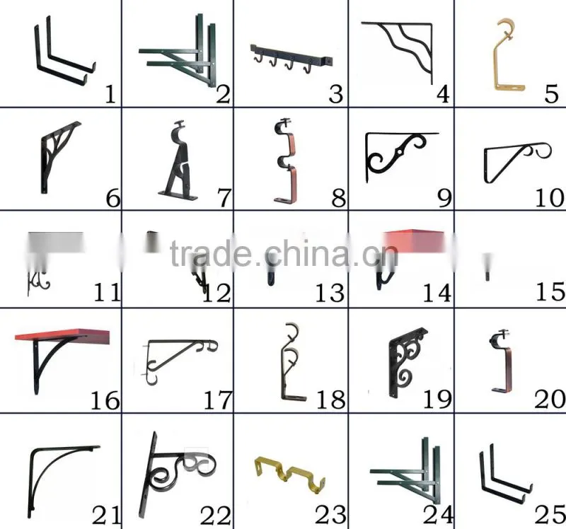 wrought iron bracket, window curtain rod