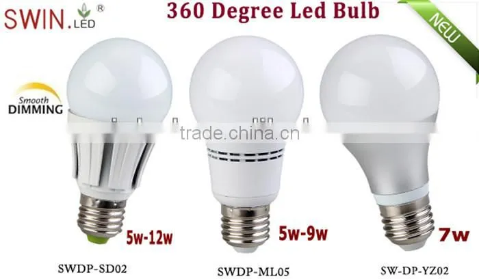 3w 5w 7w 9w 12w e27/e14 base led bulb for hotel use