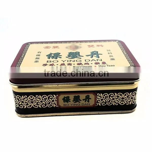 food grade empty rectangular small hinged tin medicine box
